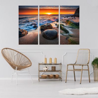 Leinwand Bilder SET 3-Teilig Strand Sonnenuntergang 3D-Dekor Wandbilder xxl 2204