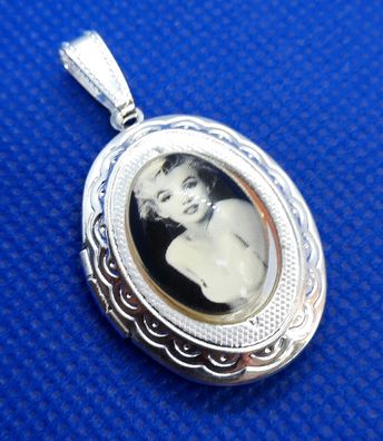 Nostalgie Style Medallion Metall Silber mit Cabochon Bild bezaubernde Marylin