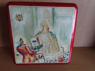Blechdose Gebäckdose mit Frau u. Mann -300 Jahre Lambertz von 1991
