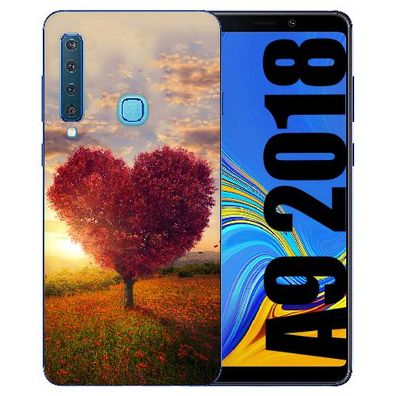 Samsung Galaxy A9 (2018) Silikon TPU Handy Schutz Hülle mit Fotodruck Herzbaum