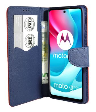 Buch Tasche "Fancy" kompatibel mit Motorola MOTO G60S Handy Hülle Etui Brieftasche...