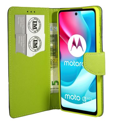 Buch Tasche "Fancy" kompatibel mit Motorola Moto G60S Handy Hülle Etui Brieftasche...