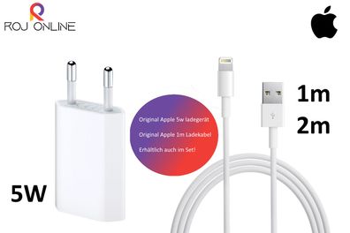 Original Apple 5W Ladegerät + 1m / 2m Ladekabel USB für iPhone 11 12 13 Pro Max iPad