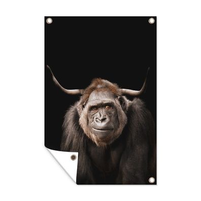 Gartenposter - Gorilla - Schwarz - Tier - 120x180 cm - Gartendeko
