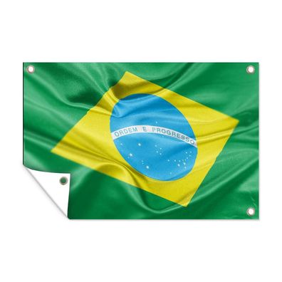 Gartenposter - Nahaufnahme der Flagge von Brasilien - 120x80 cm - Gartendeko