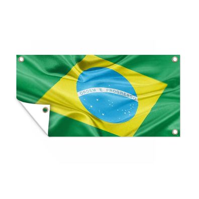 Gartenposter - Nahaufnahme der Flagge von Brasilien - 160x80 cm - Gartendeko