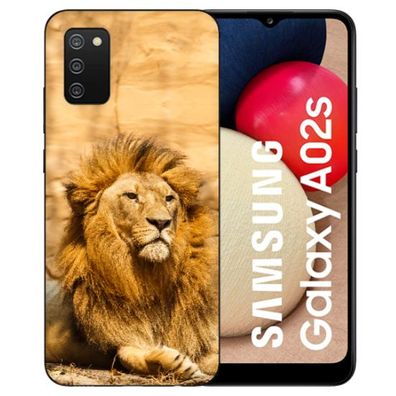 Hülle für Samsung Galaxy A02s Handytasche Case Cover Soft Silikon Fotodruck Löwe