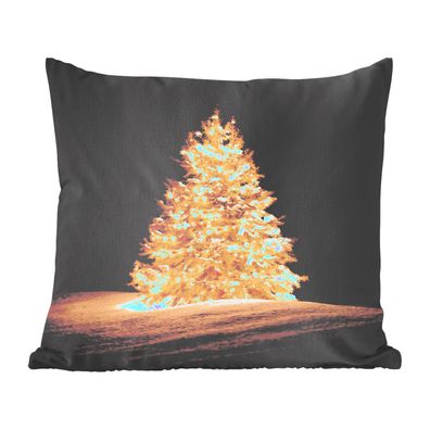 Zierkissen - Sofakissen - Dekokissen - 50x50 cm - Ein beleuchteter Weihnachtsbaum bei