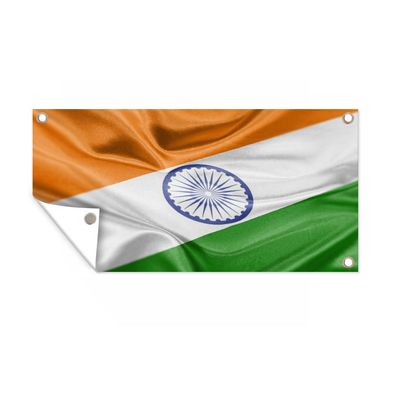 Gartenposter - Nahaufnahme der Flagge von Indien - 160x80 cm - Gartendeko