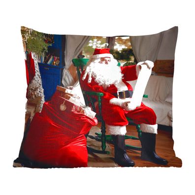 Zierkissen - Sofakissen - Dekokissen - 50x50 cm - Der Weihnachtsmann sitzt auf einem