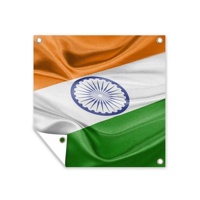 Gartenposter - Nahaufnahme der Flagge von Indien - 200x200 cm - Gartendeko