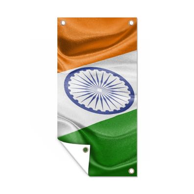Gartenposter - Nahaufnahme der Flagge von Indien - 80x160 cm - Gartendeko