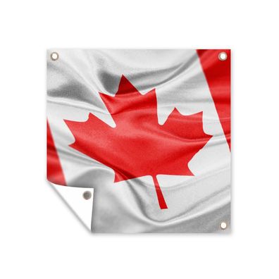 Gartenposter - Nahaufnahme der Flagge von Kanada - 100x100 cm - Gartendeko