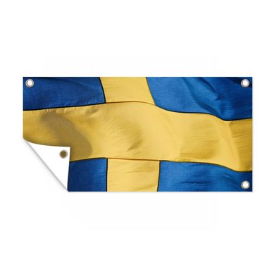 Gartenposter - Nahaufnahme der Flagge von Schweden - 160x80 cm - Gartendeko