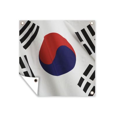 Gartenposter - Nahaufnahme der Flagge von Südkorea - 100x100 cm - Gartendeko
