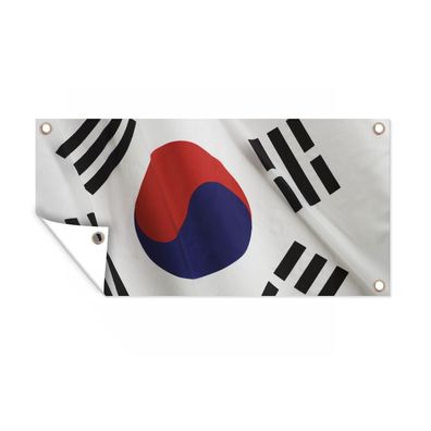 Gartenposter - Nahaufnahme der Flagge von Südkorea - 80x40 cm - Gartendeko