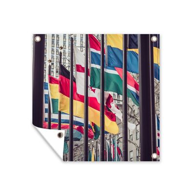 Gartenposter - Nationale Flaggen der verschiedenen Länder - 100x100 cm - Gartendeko