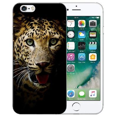 Schutz Hülle Silikon TPU Handy Tasche für iPhone 6/6s mit Leopard Bilddruck Etui