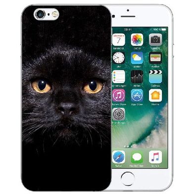 iPhone 6/6s Schutz Hülle Silikon TPU Handy Tasche mit Schwarz Katze Bilddruck