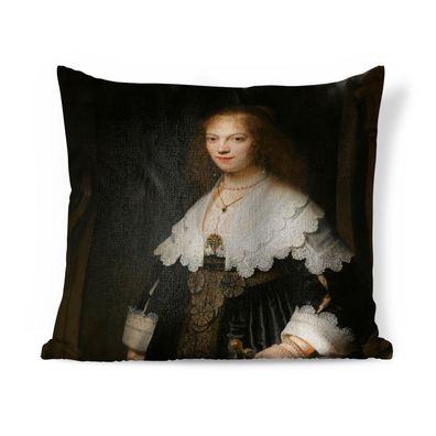 Zierkissen - Sofakissen - Dekokissen - 60x60 cm - Bildnis der Maria Reise - Rembrandt