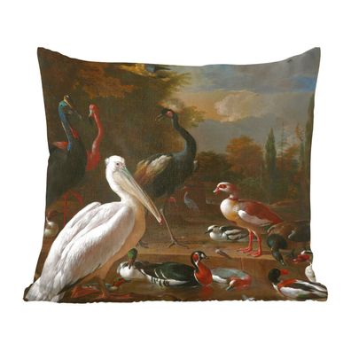 Zierkissen - Sofakissen - Dekokissen - 60x60 cm - Ein pelikan und andere vögel in der