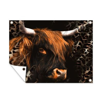 Gartenposter - Schottisches Hochlandrind - Pelz - Pantherdruck - 40x30 cm - Gartendek