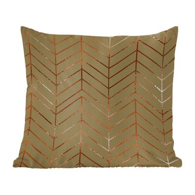 Zierkissen - Sofakissen - Dekokissen - 50x50 cm - Muster - Bronze - Luxus - Grün