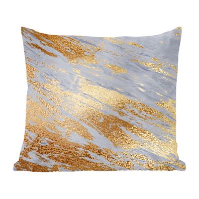 Zierkissen - Sofakissen - Dekokissen - 40x40 cm - Marmor - Muster - Gold - Blau