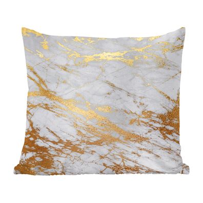 Zierkissen - Sofakissen - Dekokissen - 60x60 cm - Marmor - Muster - Gold