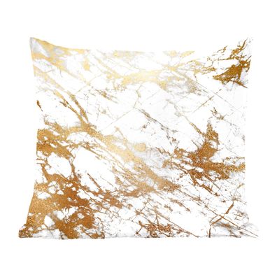 Zierkissen - Sofakissen - Dekokissen - 50x50 cm - Marmor - Muster - Weiß - Gold