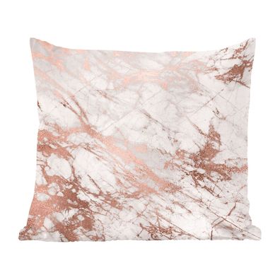 Zierkissen - Sofakissen - Dekokissen - 50x50 cm - Marmor - Muster - Rosa - Weiß