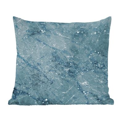 Zierkissen - Sofakissen - Dekokissen - 50x50 cm - Marmor - Blau - Glitter