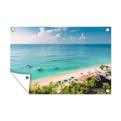 Gartenposter - Strand - Meer - Boot - Bali - 120x80 cm - Gartendeko