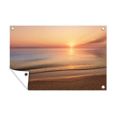 Gartenposter - Strand - Meer - Rosa - Sonnenuntergang - 120x80 cm - Gartendeko