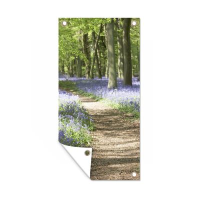Gartenposter - Wald - Pfad - Wildblumen - 100x200 cm - Gartendeko