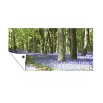 Gartenposter - Wald - Pfad - Wildblumen - 160x80 cm - Gartendeko
