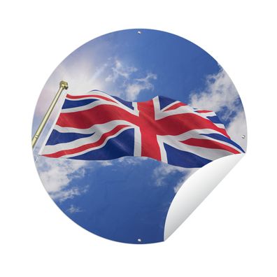 Gartenposter Rund - Die Flagge des Vereinigten Königreichs weht am Himmel - Ø 120 cm