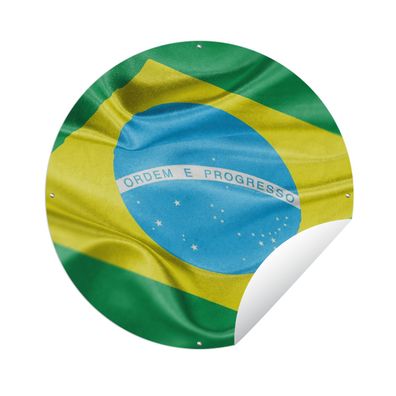 Gartenposter Rund - Nahaufnahme der Flagge von Brasilien - Ø 120 cm - Gartendeko