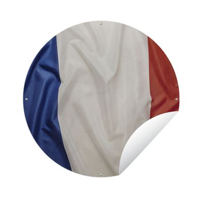 Gartenposter Rund - Nahaufnahme der Flagge von Frankreich - Ø 150 cm - Gartendeko