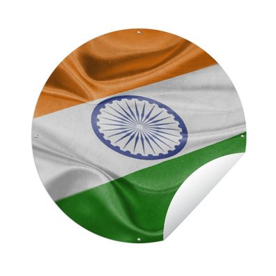 Gartenposter Rund - Nahaufnahme der Flagge von Indien - Ø 120 cm - Gartendeko