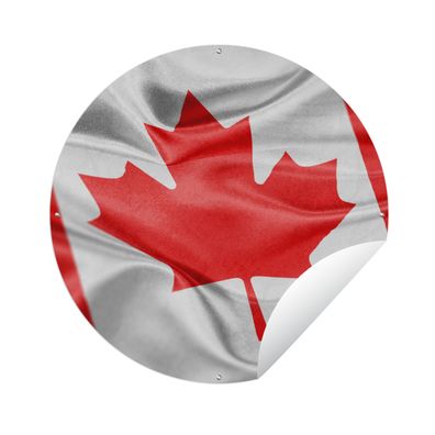 Gartenposter Rund - Nahaufnahme der Flagge von Kanada - Ø 150 cm - Gartendeko