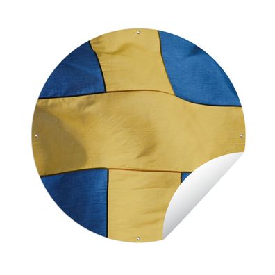 Gartenposter Rund - Nahaufnahme der Flagge von Schweden - Ø 120 cm - Gartendeko