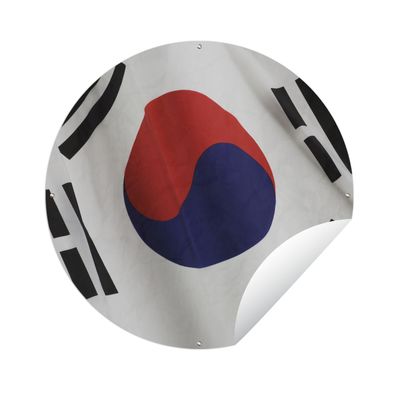 Gartenposter Rund - Nahaufnahme der Flagge von Südkorea - Ø 120 cm - Gartendeko