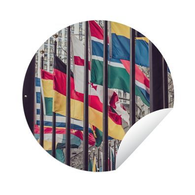 Gartenposter Rund - Nationale Flaggen der verschiedenen Länder - Ø 120 cm - Gartendek