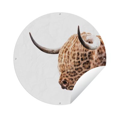 Gartenposter Rund - Schottisches Hochlandrind - Panther - Entwurf - Ø 60 cm - Gartend