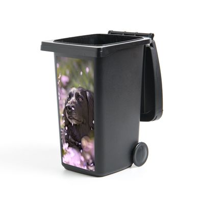 Mülltonnenaufkleber - Hund - Blumen - Haustier - 38x80 cm