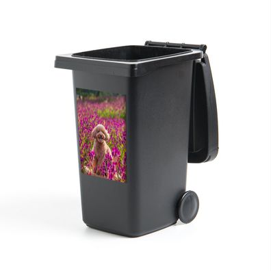 Mülltonnenaufkleber - Hund - Blumen - Lavendel - Frühling - 40x60 cm