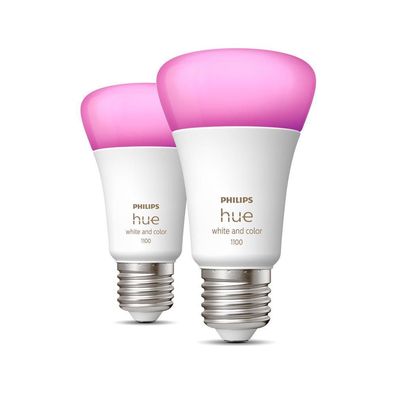 Philips Hue Bluetooth White & Color Ambiance LED E27 Birne - A60 8W 1100lm Doppelpack