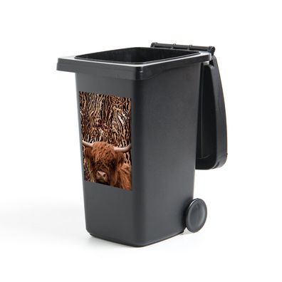 Mülltonnenaufkleber - Panther Druck - Schottisches Hochlandrind - Tiere - 40x60 cm