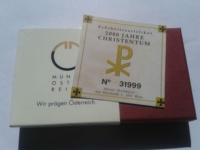 Umverpackung, Zertifikat + Etui für 50 euro 2000 Geburt Christi Gold - NO coin